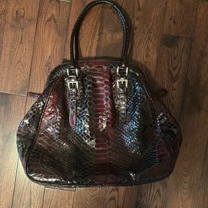 Danier Leather lambskin with crocodile print tote bag